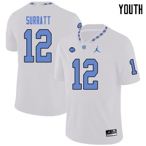 Youth North Carolina #12 Chazz Surratt White Jordan Brand Stitch Jerseys 131725-951