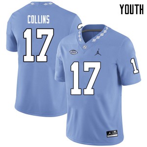 Youth Tar Heels #17 Chris Collins Carolina Blue Jordan Brand Embroidery Jerseys 104175-866