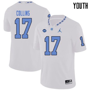 Youth Tar Heels #17 Chris Collins White Jordan Brand Stitched Jersey 827390-465