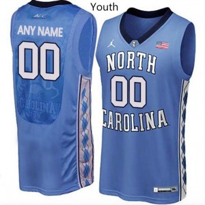 Youth UNC #00 Custom Blue Jordan Brand NCAA Jerseys 885751-852