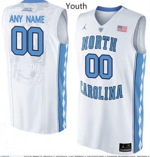 Youth North Carolina Tar Heels #00 Custom White Jordan Brand University Jerseys 289540-995