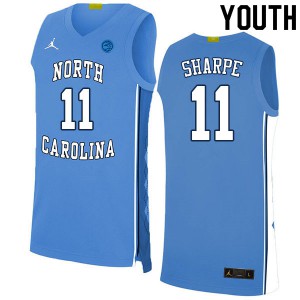 Youth North Carolina Tar Heels #11 Day'Ron Sharpe Blue Player Jersey 710766-334