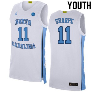 Youth University of North Carolina #11 Day'Ron Sharpe White University Jerseys 991538-981
