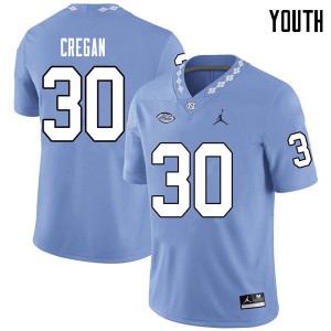 Youth UNC Tar Heels #30 Devin Cregan Carolina Blue Jordan Brand Player Jersey 737867-188