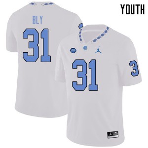 Youth UNC #31 Dre Bly White Jordan Brand Official Jerseys 362680-779