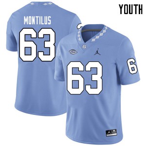 Youth North Carolina #63 Ed Montilus Carolina Blue Jordan Brand Embroidery Jerseys 481895-453