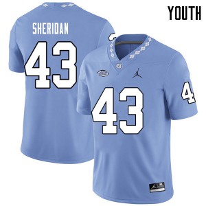 Youth UNC #43 Hunter Sheridan Carolina Blue Jordan Brand NCAA Jerseys 332319-921