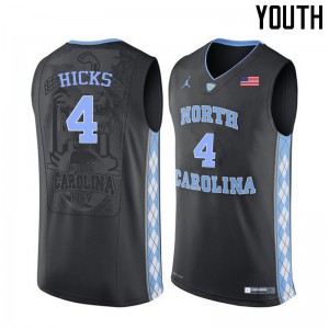 Youth North Carolina Tar Heels #4 Isaiah Hicks Black Basketball Jersey 596390-808