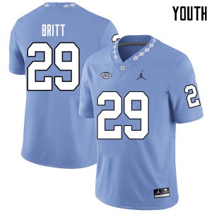 Youth North Carolina #29 J.K. Britt Carolina Blue Jordan Brand NCAA Jersey 375674-479
