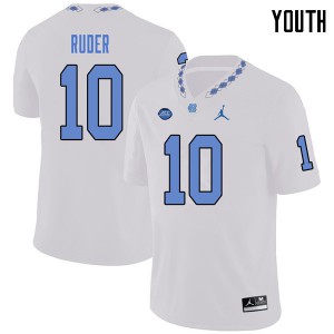 Youth UNC #10 Jace Ruder White Jordan Brand Stitch Jerseys 709860-825