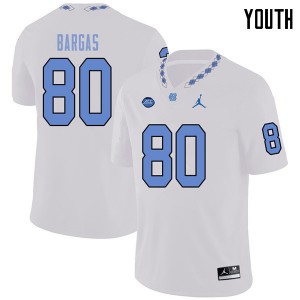 Youth North Carolina Tar Heels #80 Jake Bargas White Jordan Brand Embroidery Jersey 873345-552
