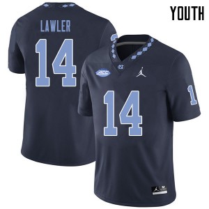 Youth University of North Carolina #14 Jake Lawler Navy Jordan Brand Stitch Jersey 667154-272