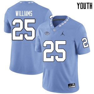Youth University of North Carolina #25 Javonte Williams Carolina Blue Jordan Brand Football Jerseys 402534-679