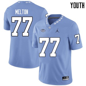 Youth UNC Tar Heels #77 Jonah Melton Carolina Blue Jordan Brand Stitch Jersey 344318-827