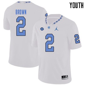Youth University of North Carolina #2 Jordon Brown White Jordan Brand Official Jerseys 398020-853