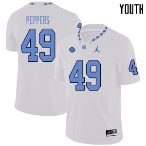 Youth UNC Tar Heels #49 Julius Peppers White Jordan Brand Official Jersey 564347-693
