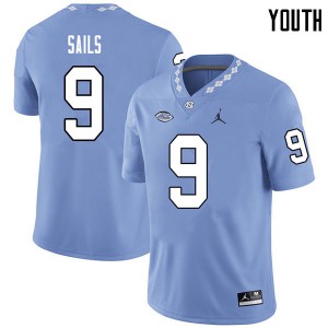 Youth North Carolina #9 K.J. Sails Carolina Blue Jordan Brand Player Jerseys 310527-947