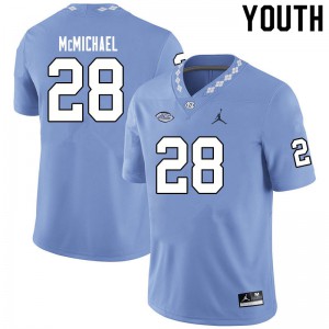 Youth University of North Carolina #28 Kyler McMichael Blue Jordan Brand Stitch Jersey 164720-619