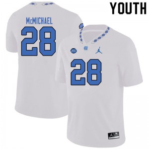 Youth University of North Carolina #28 Kyler McMichael White Jordan Brand Stitch Jersey 102380-796