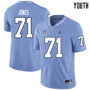 Youth Tar Heels #71 Marcus Jones Carolina Blue Jordan Brand Stitch Jersey 863247-646