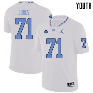 Youth University of North Carolina #71 Marcus Jones White Jordan Brand Embroidery Jerseys 135833-969