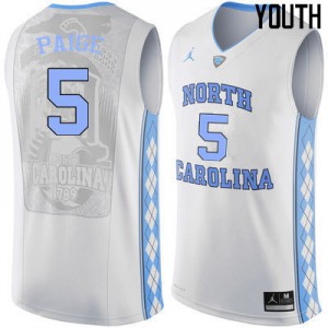 Youth UNC #5 Marcus Paige White Stitched Jersey 167959-878