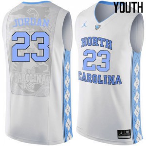 Youth North Carolina Tar Heels #23 Michael Jordan White Embroidery Jerseys 580871-743