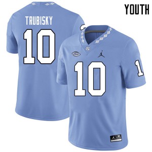 Youth UNC #10 Mitchell Trubisky Carolina Blue Jordan Brand Football Jersey 253344-917
