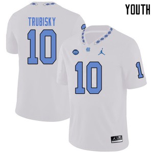 Youth UNC Tar Heels #10 Mitchell Trubisky White Jordan Brand Official Jersey 464756-685
