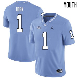 Youth UNC Tar Heels #1 Myles Dorn Carolina Blue Jordan Brand Stitch Jerseys 214967-586
