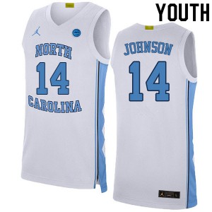 Youth Tar Heels #14 Puff Johnson White NCAA Jerseys 275386-608