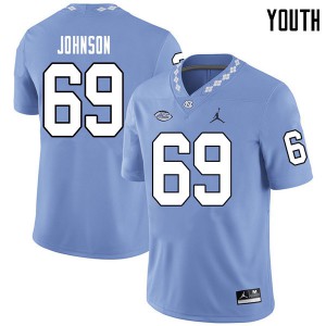 Youth University of North Carolina #69 Quiron Johnson Carolina Blue Jordan Brand University Jerseys 196104-502
