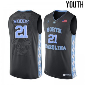 Youth North Carolina Tar Heels #21 Seventh Woods Black Player Jerseys 155908-129