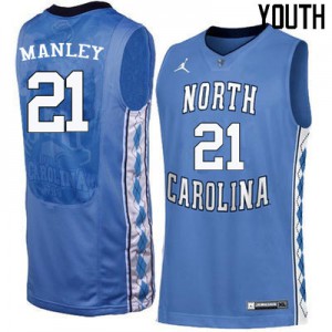 Youth UNC Tar Heels #21 Sterling Manley Blue Stitched Jerseys 799027-576