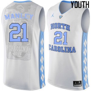 Youth UNC Tar Heels #21 Sterling Manley White Official Jerseys 162748-363