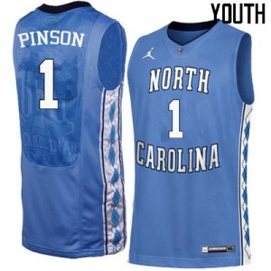 Youth UNC #1 Theo Pinson Blue Basketball Jerseys 337601-170