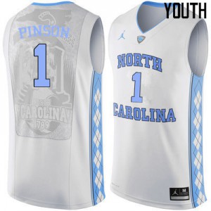 Youth Tar Heels #1 Theo Pinson White Player Jerseys 311105-482
