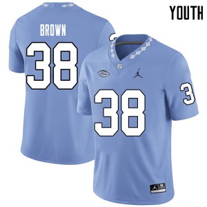 Youth North Carolina Tar Heels #38 Thomas Brown Carolina Blue Jordan Brand University Jerseys 638113-467
