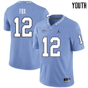 Youth North Carolina Tar Heels #12 Tomon Fox Carolina Blue Jordan Brand Football Jerseys 751864-620