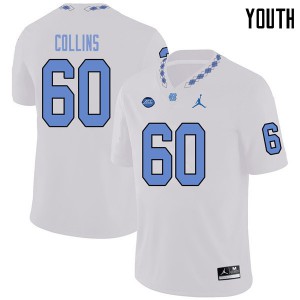 Youth University of North Carolina #60 Trevor Collins White Jordan Brand Stitch Jersey 403870-565