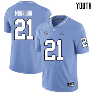 Youth University of North Carolina #21 Trey Morrison Carolina Blue Jordan Brand College Jersey 873401-574
