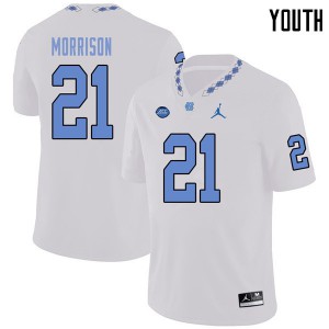 Youth UNC #21 Trey Morrison White Jordan Brand Stitch Jerseys 242413-116