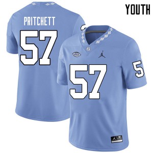 Youth UNC #57 Tyler Pritchett Carolina Blue Jordan Brand Football Jerseys 518653-739