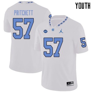 Youth Tar Heels #57 Tyler Pritchett White Jordan Brand Stitched Jersey 170120-720
