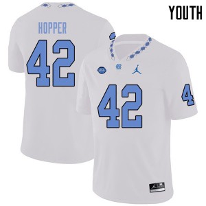 Youth UNC Tar Heels #42 Tyrone Hopper White Jordan Brand Stitch Jerseys 782965-146