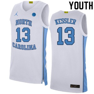 Youth North Carolina Tar Heels #13 Walker Kessler White Embroidery Jerseys 806967-730