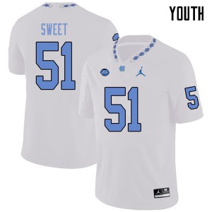 Youth UNC #51 William Sweet White Jordan Brand Stitch Jerseys 627825-680